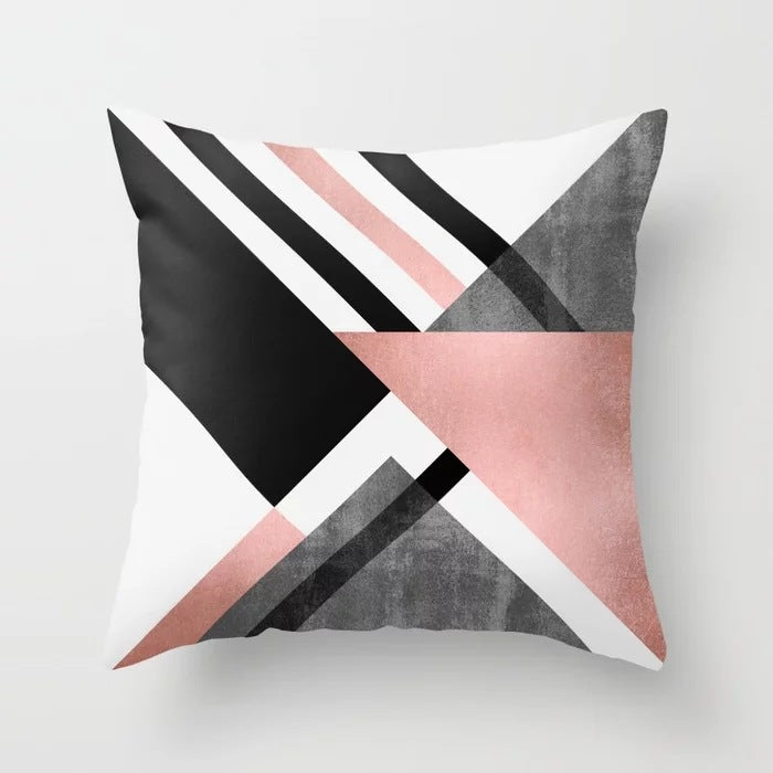 Pink Geometric Abstract Decorative Pillows Case