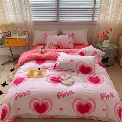 Home Fashion Simple Printing Cotton Bed Four-piece Set