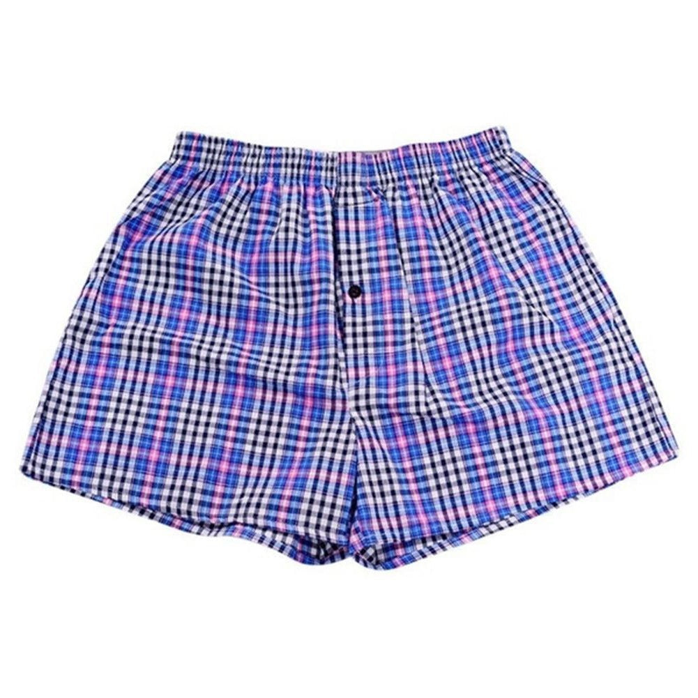 1pc Men Cotton Arrow Boxers Casual Plaid Print Elastic Wa