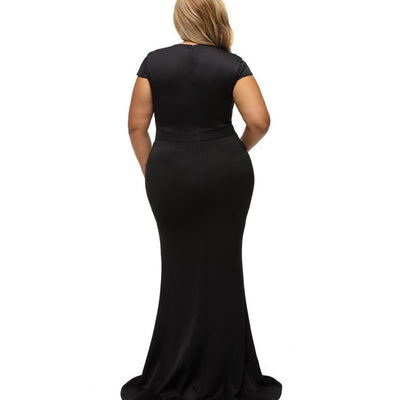 V neck beaded elegant formal evening dress