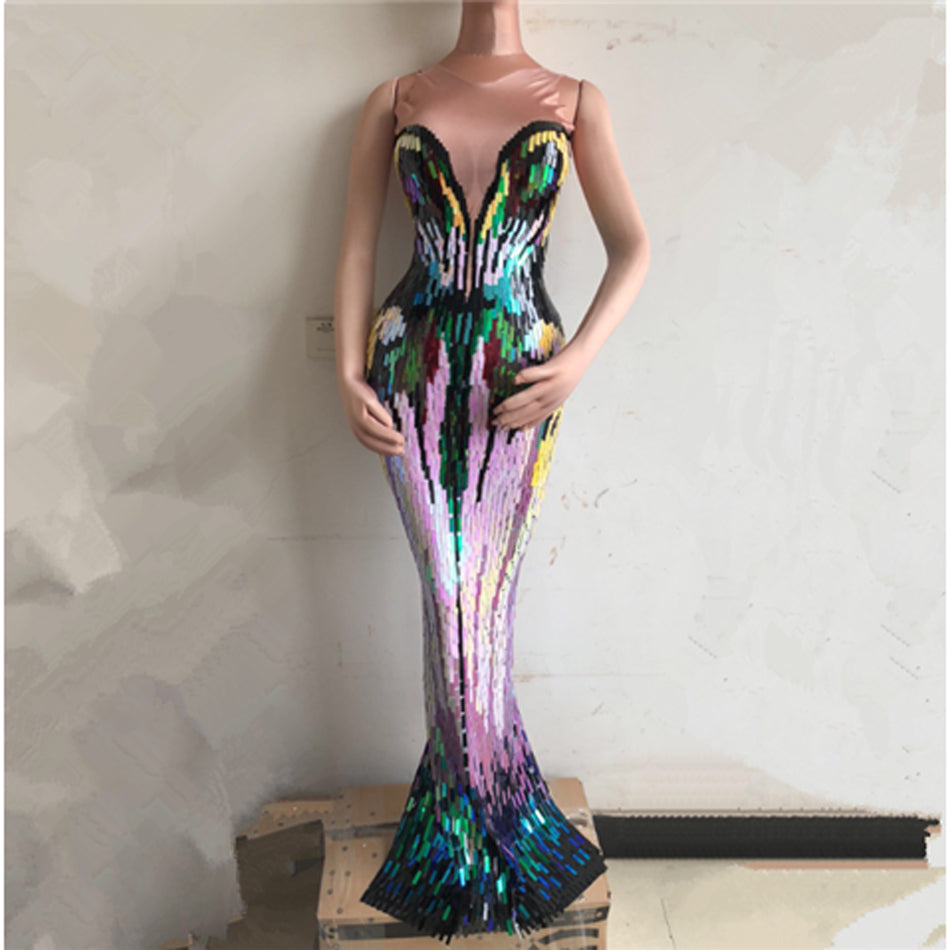 Sequin  Evening Dress Female Singer Costume