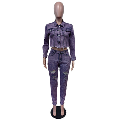 Women's Stretch Denim Suit Fashion