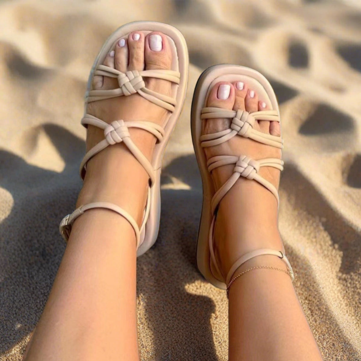 PU Leather Knot Cutout Sandals