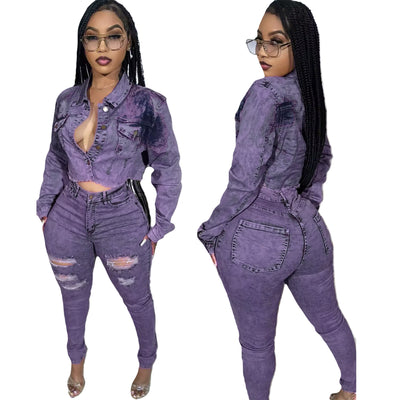 Women's Stretch Denim Suit Fashion