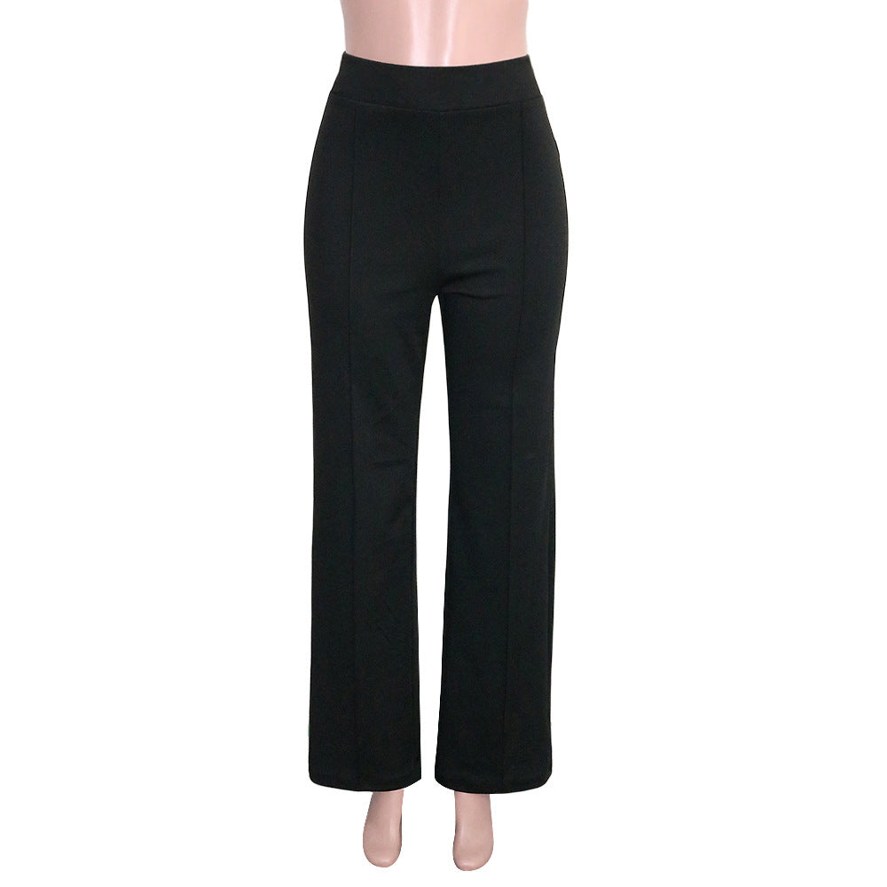 Solid Color Casual Pants Slim, High-waisted Bell Bottoms