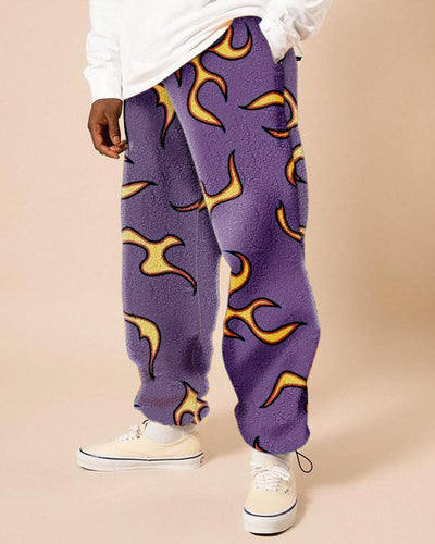 Trousers Loose Mid-waist Printed Fall   For Men