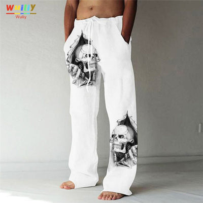 Men's Fashion Personality Vintage Print Wide Casual Pants