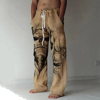 Men's Fashion Personality Vintage Print Wide Casual Pants