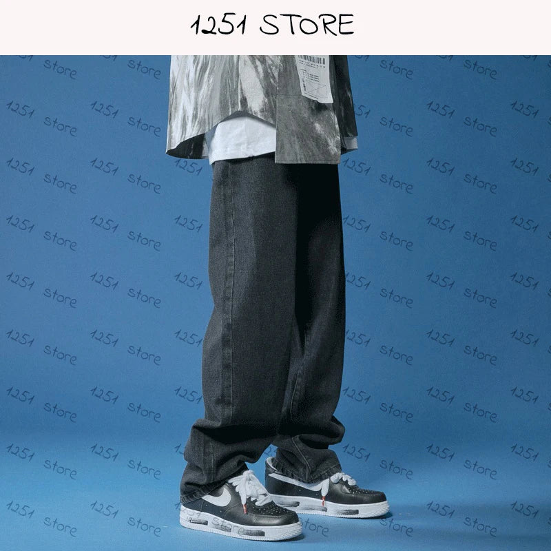 Straight Jeans Men Wide Jeans White Loose Denim Trousers Neutral Jean Streetwear Casual Pure Man Women Pants Hip Hop Bagy jeans