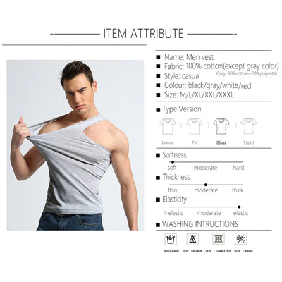 BROWON Men Tank Top Brand High Quality 100% Cotton Undershirt Bodybuilding Singlet Fitness Sleeveless Vest Men Tank Tops