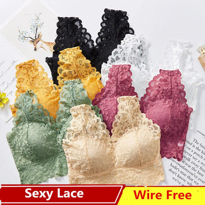 Sexy Lace Sleep Sports Underwear for Women Cozy Wire Free Seamless Vest Bras Girls Student Lingerie Padded Push Up Chest Wrap