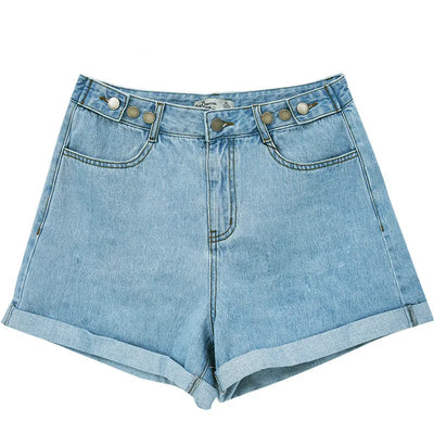 Vintage High Waist Blue Wide Leg Female Jean Shorts Women's Denim Shorts Classic Casual Summer Ladies Shorts Jeans for Women