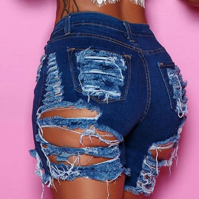 Summer woman trendy Ripped denim shorts fashion sexy high waist jeans shorts street hipster shorts clothes S-2XL 2020 new