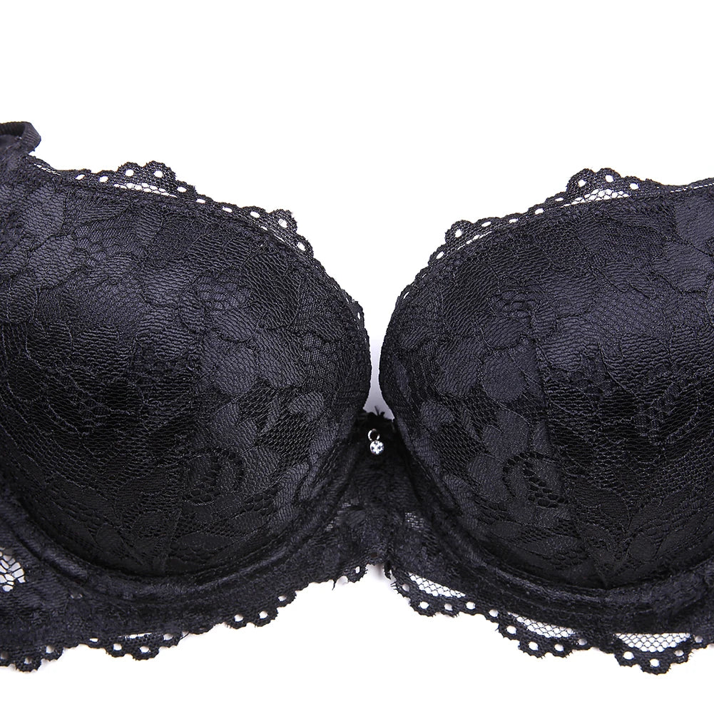 Varsbaby new sexy lace bra set solid flower comfortable women deep V underwear for women