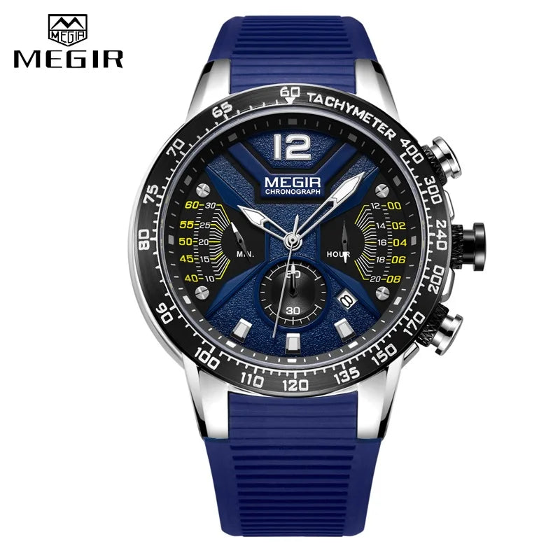 2022 New MEGIR Watch Men Luxury Brand Silicone Sport Chronograph Quartz Clock Mens Watches Waterproof Date Military Wrist Watch