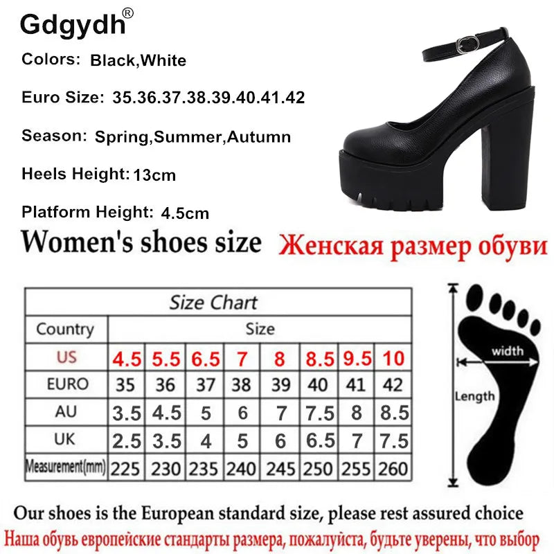 Gdgydh 2022 new spring autumn casual high-heeled shoes sexy ruslana korshunova thick heels platform pumps Black White Size 42