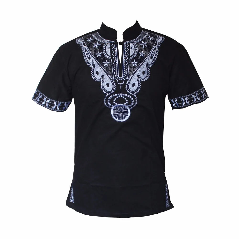 Dashikiage Dashiki Men Shirt African Haute Tribal Blouse Embroidered Ankara T-shirt