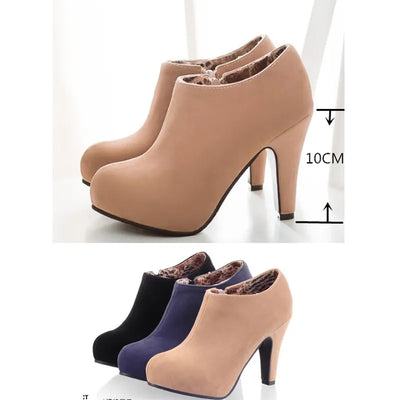 REAVE CAT Big size 32-45 Faux suede Women ankle boots Autumn Spring shoes 10cm heel Zipper Black Apricot Blue Designer QL4259