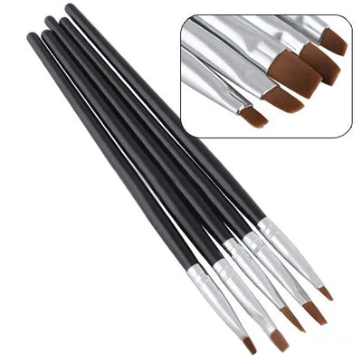 5PC Nail Art Tool Set Acrylic UV Gel Salon Pen Flat Brush Kit Dotting Tool For Decorations Beauty Tools Nail Polish Brushes 2020