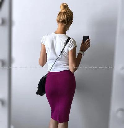 High quality skirts womens 2020 Office Skirt Women Slim Knee Length High Waist Stretch Cotton Straight Pencil Skirts