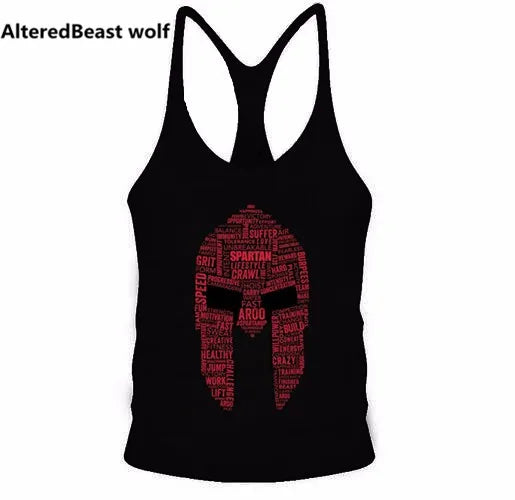 2022 Men Tank Tops Spartan Print Fitness Tank Top Men Brand tops Sleeveless Bodybuilding Shirt workout stringer mens clothing