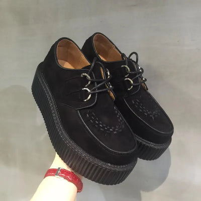 Black Harajuku Shoes Classic Lace UP High Platform Creepers Fashion Harajuku Punk Shoes Women's Casual Shoes Platform Shoes