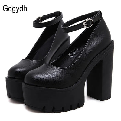 Gdgydh 2022 new spring autumn casual high-heeled shoes sexy ruslana korshunova thick heels platform pumps Black White Size 42