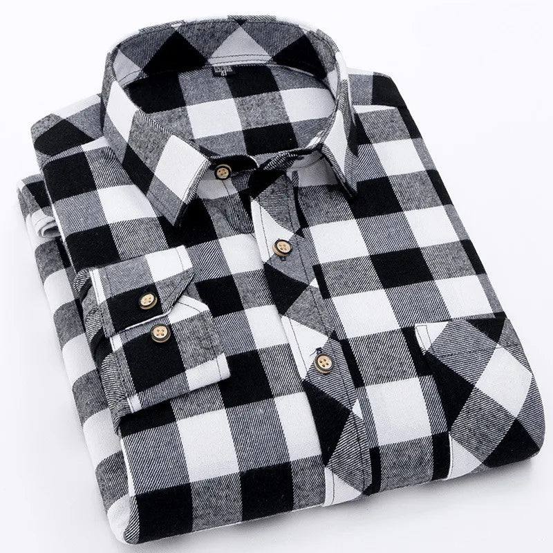 Red Flannel Plaid Shirt Men 2023 Fashion Dress Men shirt Casual Warm Soft Long Sleeve Shirts camiseta masculina chemise homme