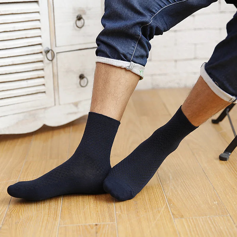 High Quality 10 Pairs/lot Men Bamboo Fiber Socks Men Breathable Compression Long Socks Business Casual Male Large size 38-45