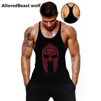 2022 Men Tank Tops Spartan Print Fitness Tank Top Men Brand tops Sleeveless Bodybuilding Shirt workout stringer mens clothing