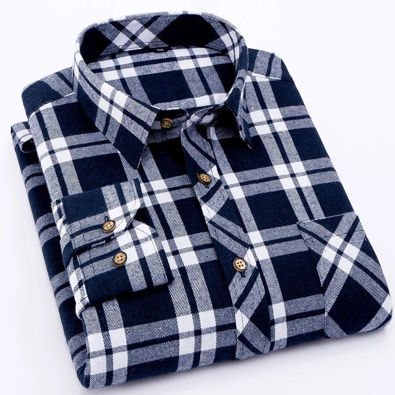 Red Flannel Plaid Shirt Men 2023 Fashion Dress Men shirt Casual Warm Soft Long Sleeve Shirts camiseta masculina chemise homme