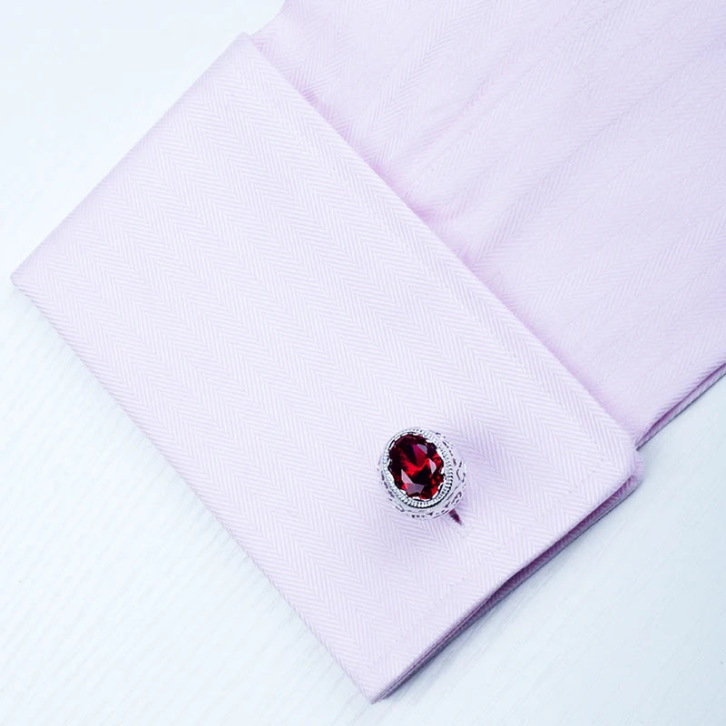 KFLK jewelry french shirt cufflink for men designer Brand Red Crystal Cuff link Button High Quality Luxury Wedding guests