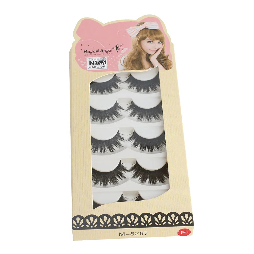 5 Pairs Soft Women Lady Makeup Thick False Eyelashes Eye Lashes Long Black Natural Handmade Makeup Beauty Tools