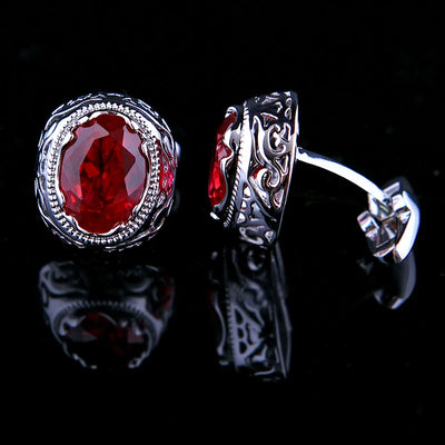 KFLK jewelry french shirt cufflink for men designer Brand Red Crystal Cuff link Button High Quality Luxury Wedding guests