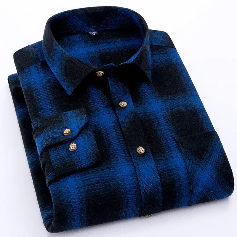 Red Flannel Plaid Shirt Men 2023 Fashion Dress Men shirt Casual Warm Soft Long Sleeve Shirts camiseta masculina chemise homme