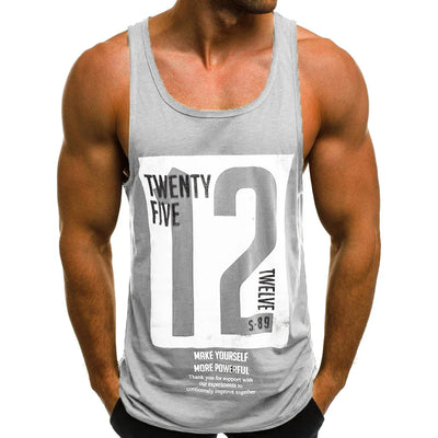 CHAMSGEND Tank Tops Letter Printed Men Sleeveless Tanktops For Boys Bodybuilding Clothing Undershirt Fitness Stringer 5.JAN.15