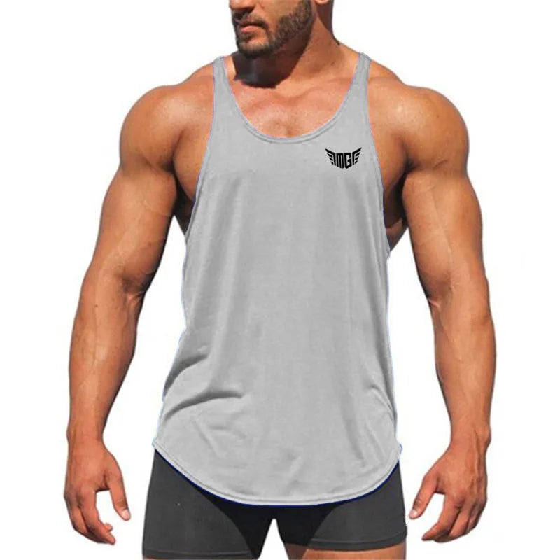 New fitness clothing gyms stringer tank tops men canotta bodybuilding shirt sleeveless vest 100% cotton Sportwear tanktop