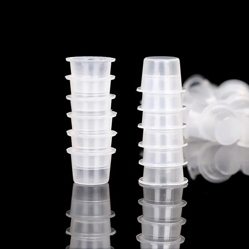 100 PCS Plastic Disposable Microblading Tattoo Ink Cups S/M/L Permanent Makeup Pigment Clear Holder Container Cap