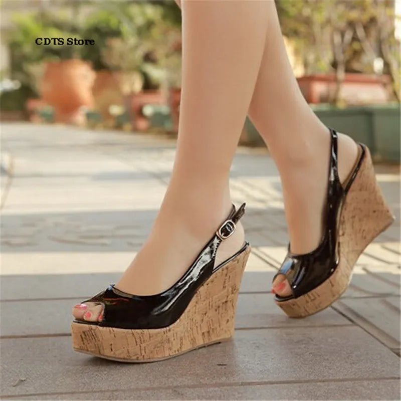 Small Yards:30 31 32 33-Plus Size:42 43 Brand Ladies Wedges Sandals High Heels Platform Ankle Strap Shoes Woman Wedding Pumps