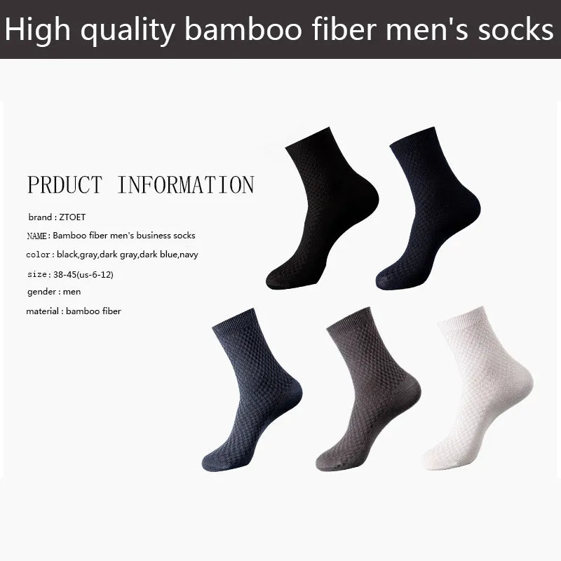 High Quality 10 Pairs/lot Men Bamboo Fiber Socks Men Breathable Compression Long Socks Business Casual Male Large size 38-45