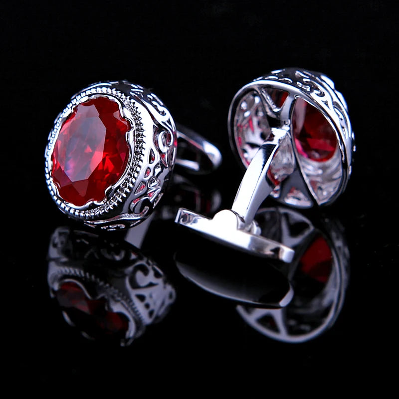 KFLK jewelry french shirt cufflink for men designer Brand Red Crystal Cuff link Button High Quality Luxury Wedding guests