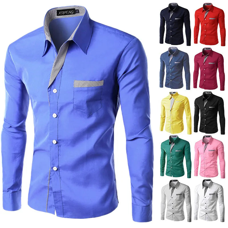 Brand New 2021 Autumn Men Shirt Male Dress Shirts Fashion Men's Casual Long Sleeve Business Formal Shirt Camisa Social Masculina