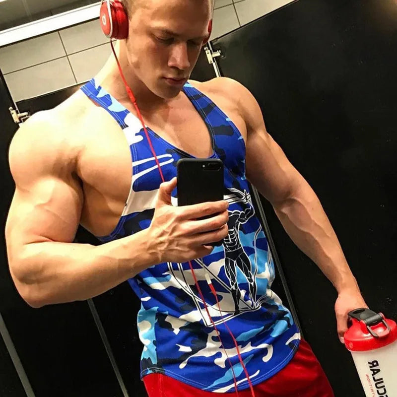 Men Bodybuilding Tank Tops Camouflage Sleeveless Shirt Gym Fitness Workout Singlet Vest Undershirt Quick Dry Training Clothing