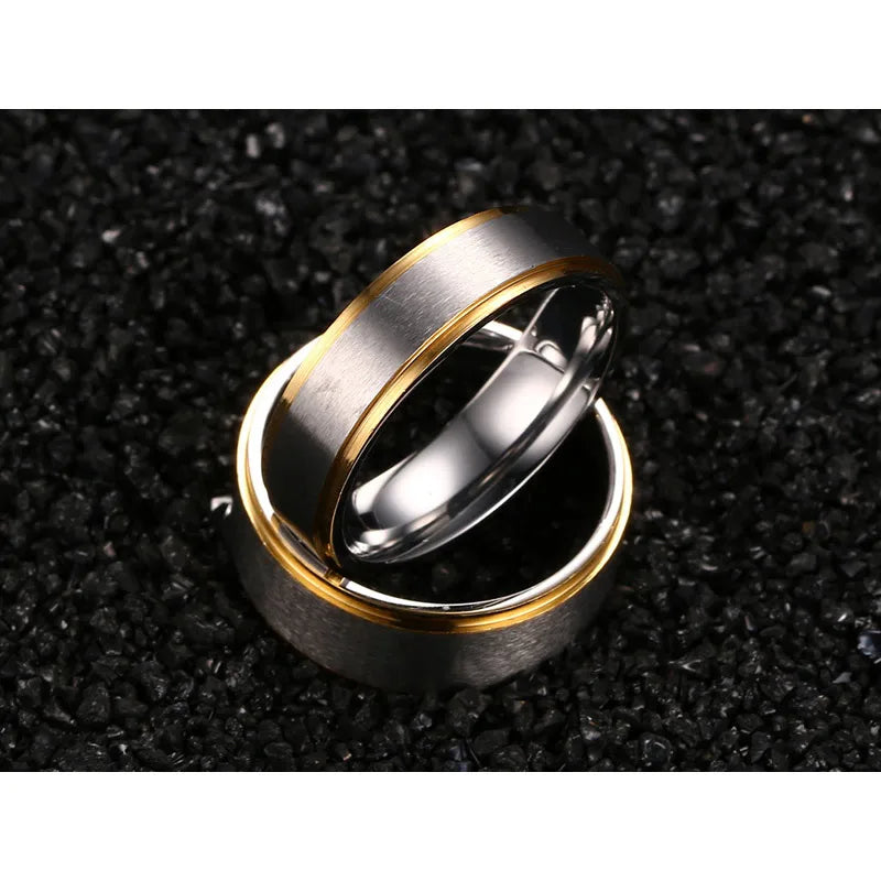 Vnox Elegant Customize Couple Rings for Women Men 6mm/8mm Wedding Bands Jewelry Stainless Steel Lovers Gift