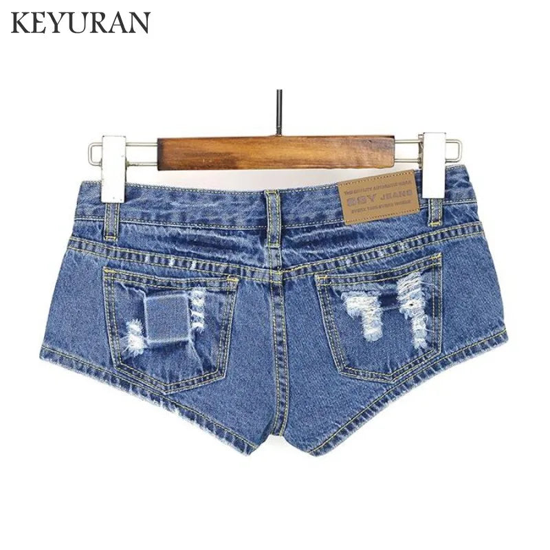 2022 New Fashion Low Waist Denim Shorts Nightclub Spice girls Sexy Women Hot Jeans Jeans Short Pants Washed Blue Short Bottoms