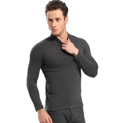 Thermal Wear For Men Long johns Mens Cotton Thermal Underwear SUITS Turtleneck Winter Tops+Pants 2 PIECES SET Warm Thick Velvet