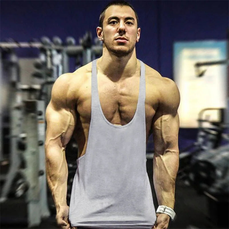 Brand Vest Mens Sleeveless Shirt Bodybuilding Stringer Tank Top Fitness Singlets Solid Sportwear Undershirt Plain gym Clothing