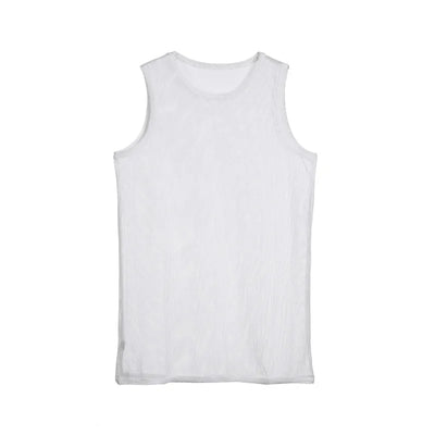 2021 New Men's Tops Sexy Mesh Perspective Vest Fishing Net Muscle Sleeveless See Through Sexy Tops