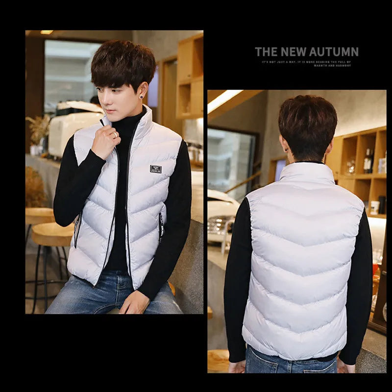 2023 Winter  Vest Men Thick Waistcoat Windbreak Casual Quality Solid Slim Fit Sleeveless Jacket Brand Clothing M-4XL