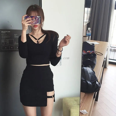 Korean Style Black Hip Skirts Irregular Micro Mini Skirt Mini Skirt Summer Fashion Harajuku Sexy High Waist Bodycon Short Skirt